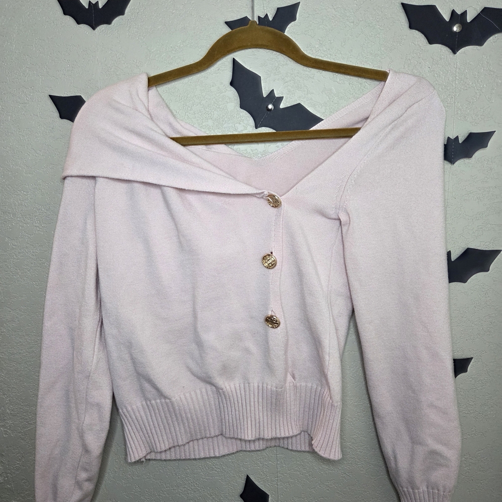 Elegant Pink Off-Shoulder Sweater